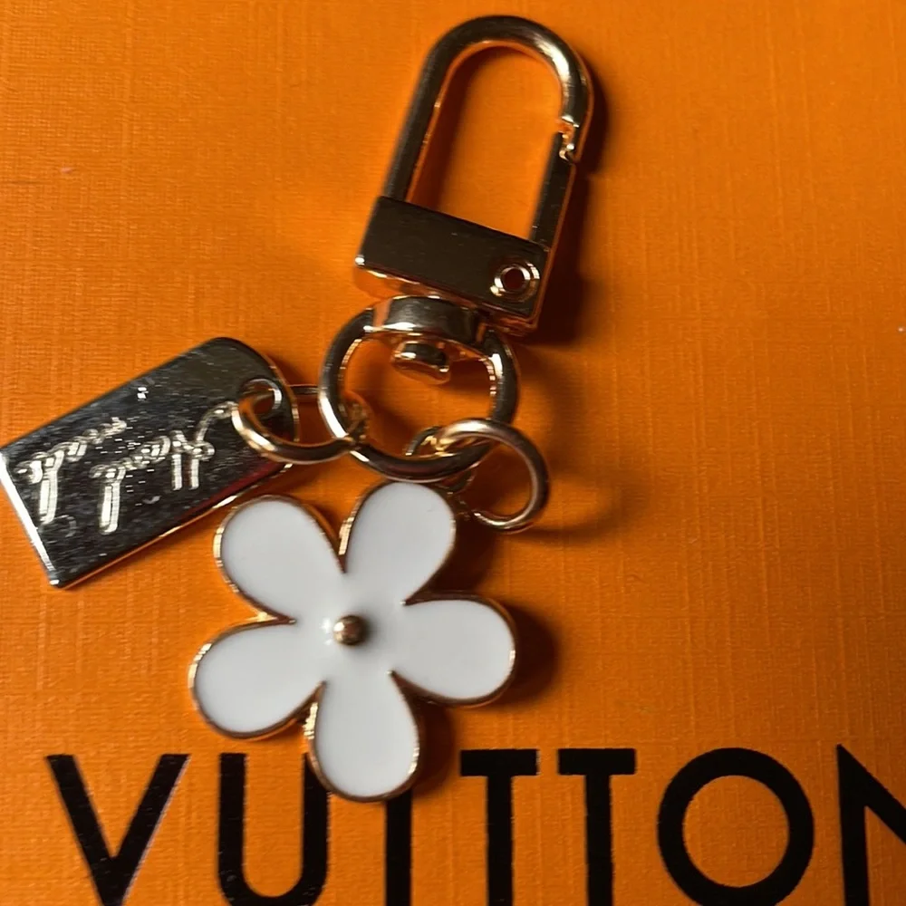 Louis Vuitton Lock, Key and Enamel Flower Key Chain - Picture 5 of 7